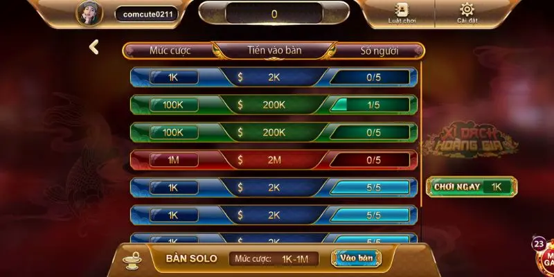 xi dach hoang gia 3 Nên bắt đầu với mức cược thấp để tìm hiểu luật chơi