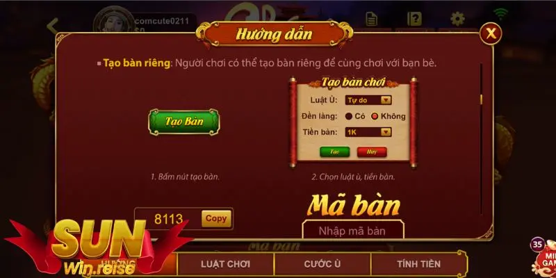 luat choi chan sunwin 3 Anh em có thể tạo bàn chơi cùng bạn bè để luyện kỹ năng