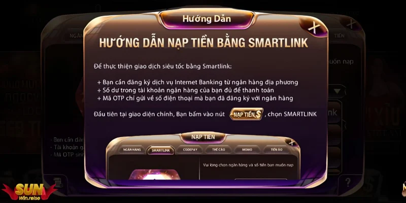 chinh sach hoan tra sunwin 3 Nạp tiền qua Smartlink được hoàn tiền hấp dẫn