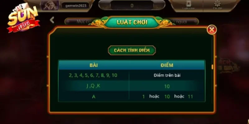 Quy ước về điểm số trong game xì dách hoàng gia Sunwin uy tín Go cua rinh loc tai game xi dach hoang gia sunwin 3